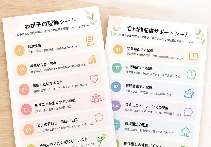 わが子の理解シートと合理的配慮サポートシートの資料イメージ